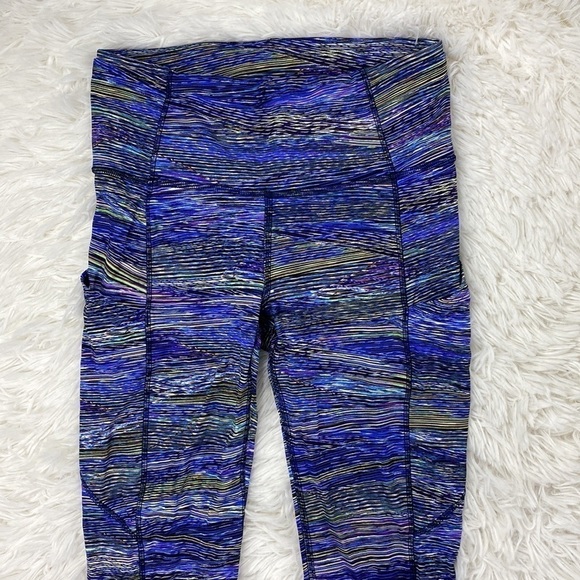 Lululemon Fast and Free Tight 25" *Non-Reflective Nulux Interconnect Blue Multi - Picture 3 of 9